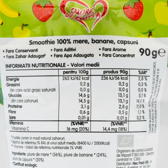 Smoothie „Maimuță” ecologic de fructe pentru copii 90g