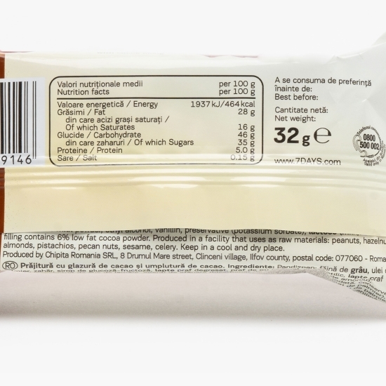 Cake Bar prăjitură cu glazură de cacao și umplutură de cacao 32g