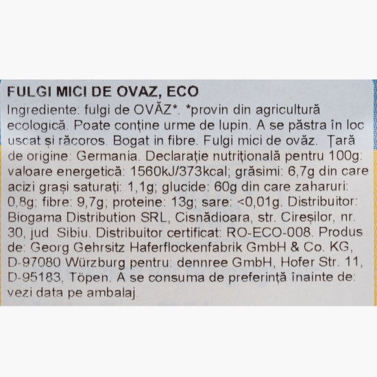 Fulgi mici de ovăz eco, 500g