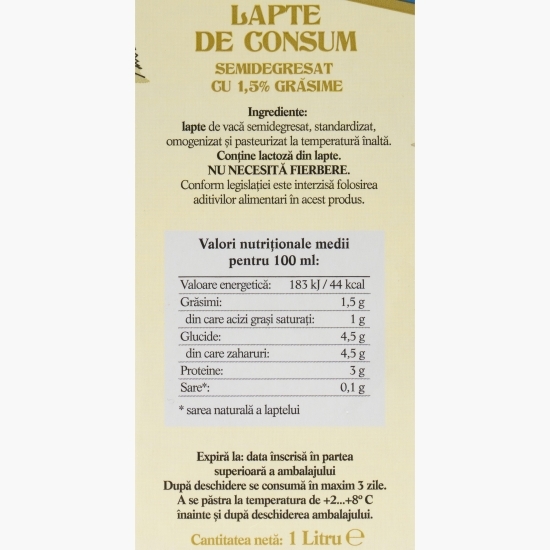 Lapte de consum 1,5% grasime 1l