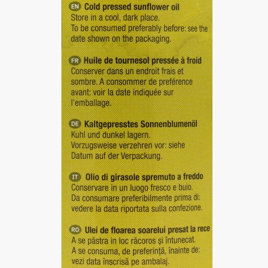 Ulei extravirgin de floarea-soarelui presat la rece 1l