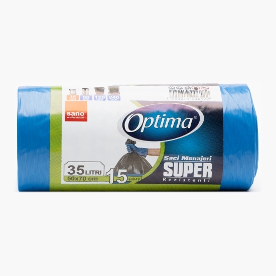 Saci menajeri super rezistenți 35l, albastru, 15 buc