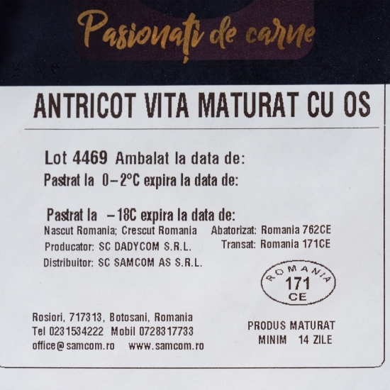 Antricot vită maturat cu os 500g