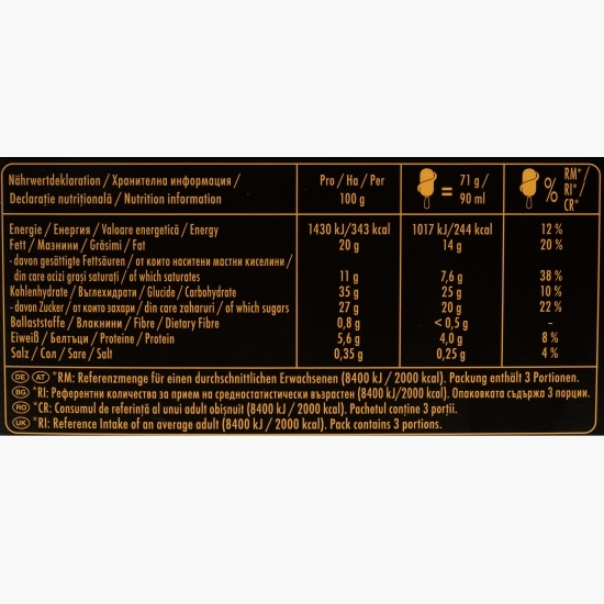 Înghețată de fistic cu ciocolată albă și napolitană, 3x71g
