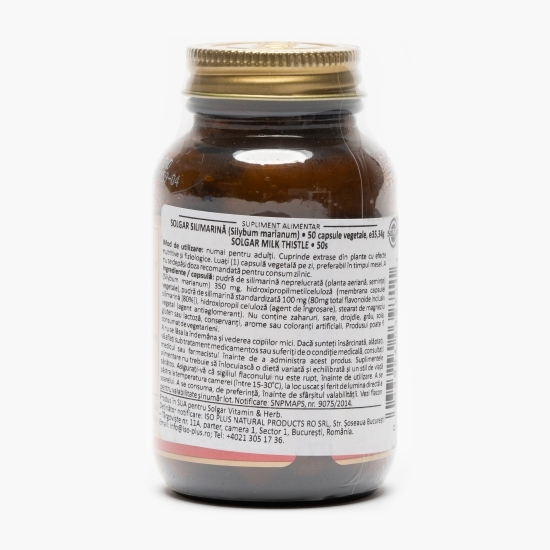 Silimarină Milk Thistle 50 capsule vegetale