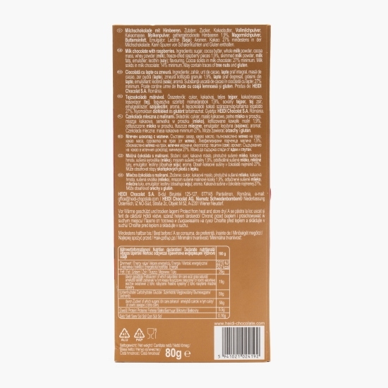 Ciocolată cu lapte cu zmeură 80g