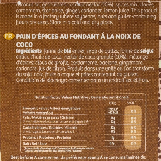 Turtă dulce cu fondant din cocos, fără zahăr adăugat 80g