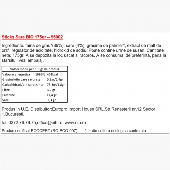 Sticks cu sare eco 175g