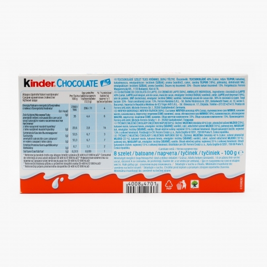 Batoane de ciocolată cu lapte 8x12.5g