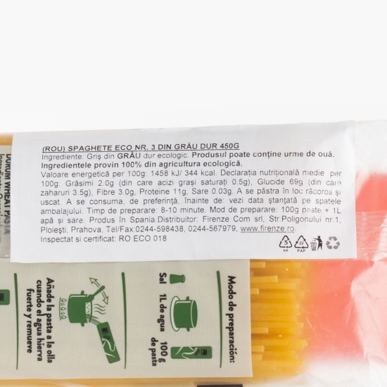 Spaghete eco din grâu dur 450g