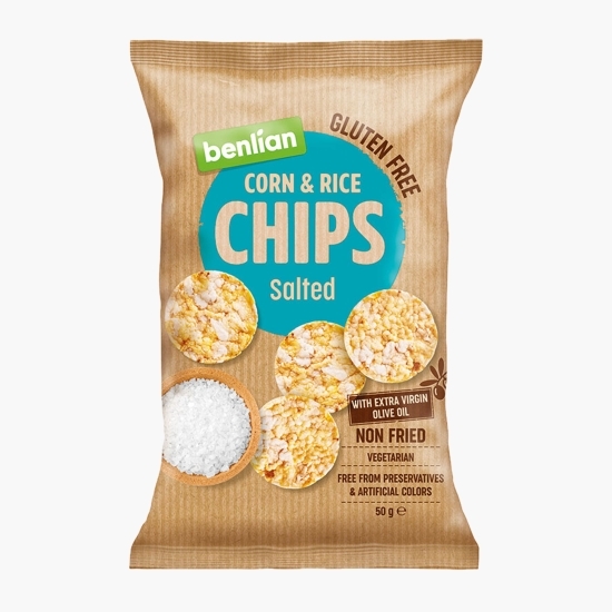 Chipsuri din porumb și orez cu sare, fără gluten 50g