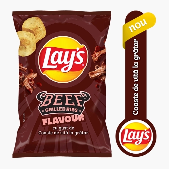 Chipsuri ondulate din cartofi, cu gust de coaste de vită la grătar, 125g