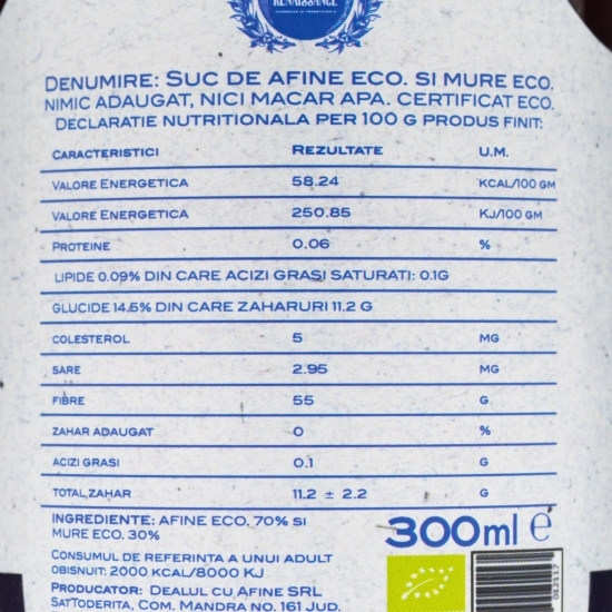 Suc de afine și mure eco 300ml