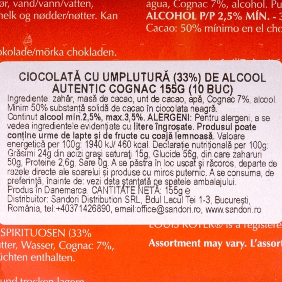 Bomboane de ciocolată cu coniac Cognac Selection 155g