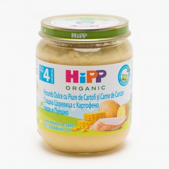 Porumb dulce cu piure de cartofi și carne de curcan eco, +4 luni, 125g