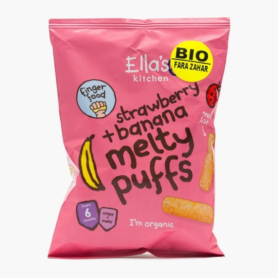 Pufuleți naturali eco cu căpșuni și banane, +6 luni, 20g