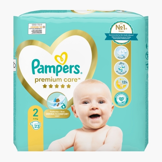 Scutece Premium Care nou-născut, mărimea 2, 4-8 kg, 23 buc