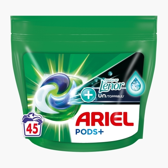 Detergent de rufe  capsule All in One Pods + Touch of Lenor Unstoppables, 45 spălări
