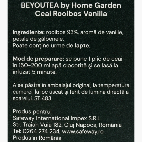 Ceai Rooibos Vanilla 20 plicuri piramidă