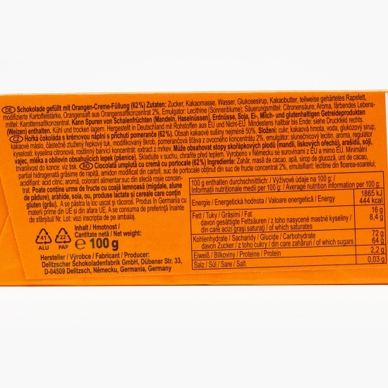 Ciocolată  cu umplutură de cremă de portocale 100g