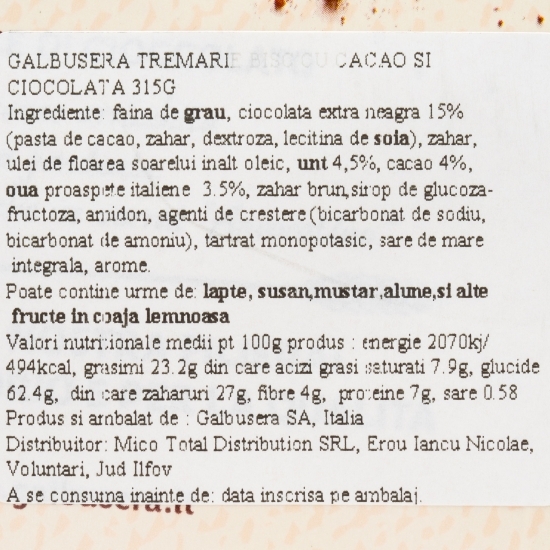 Biscuiți de cacao cu bucăți de ciocolată 315g