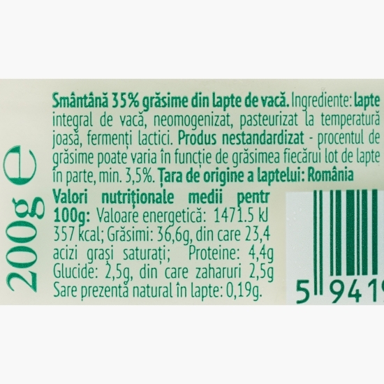 Smântână din lapte de vacă 35% grăsime 200g
