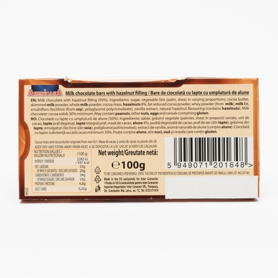 Bare de ciocolată cu umplutură de alune 100g 