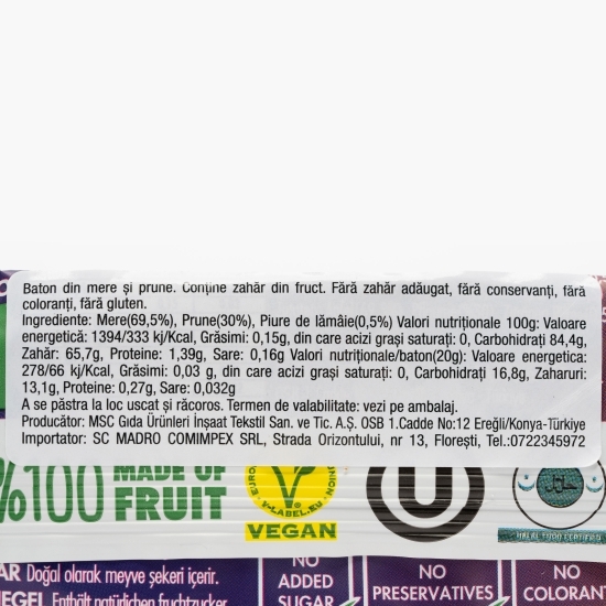 Baton de mere și prune fără zahăr 20g