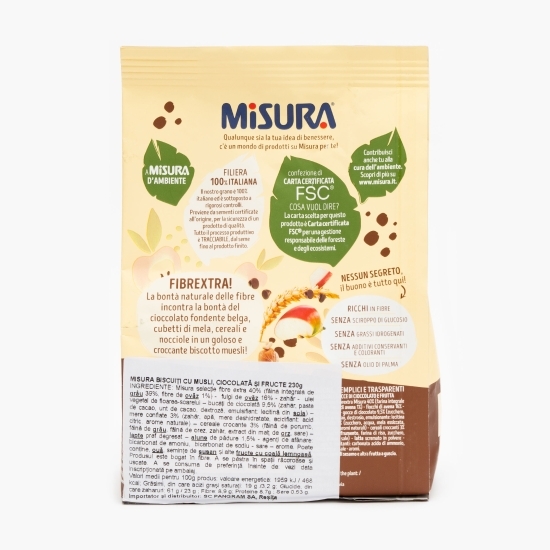Biscuiți cu musli, ciocolată și fructe 230g