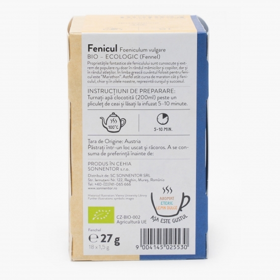 Ceai de plante fenicul eco 18 plicuri