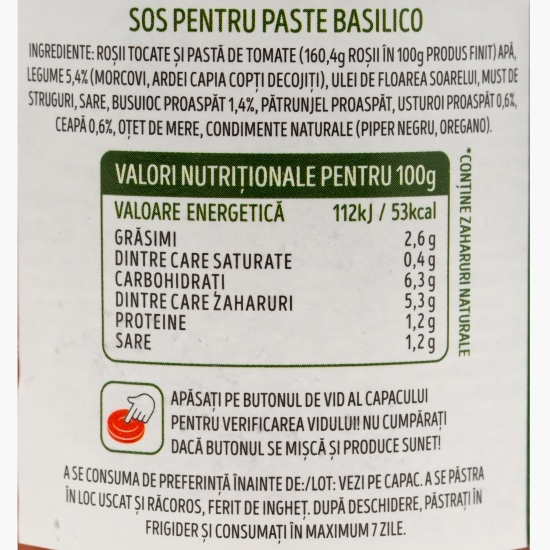 Sos pentru paste Basilico, 310g
