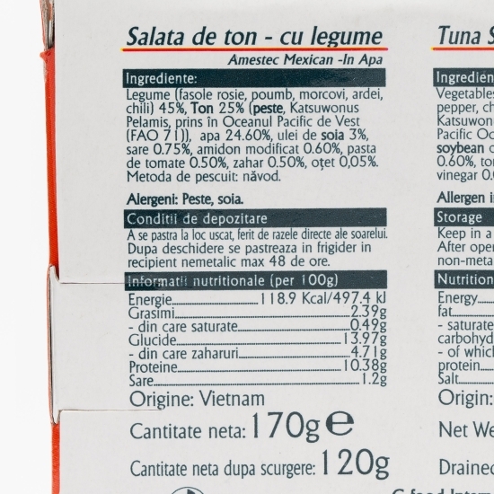 Salată de ton amestec mexican 170g