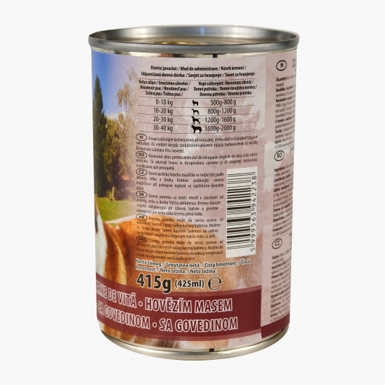 Hrană umedă integrală pentru câini adulți, 415g, cu carne de vită