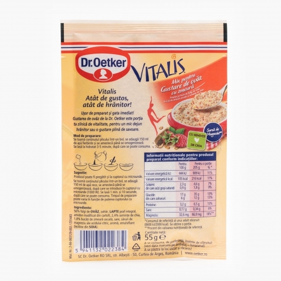 Mix pentru gustare de ovăz Vitalis cu zmeură 55g