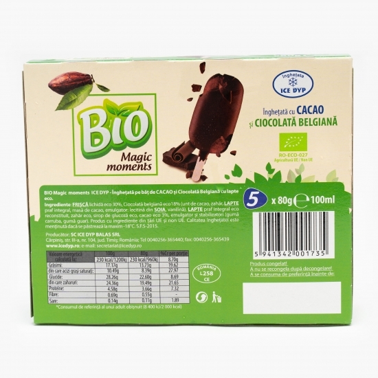 Înghețată eco cacao și glazură de ciocolată belgiană 5x100ml