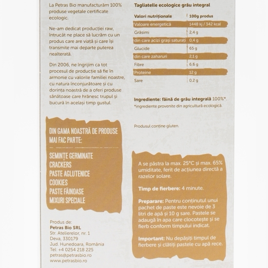Tagliatelle ecologice grâu integral 250g