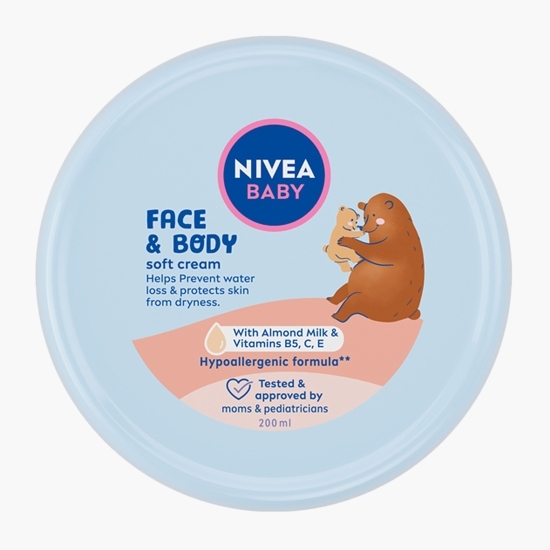 Cremă pentru față și corp pentru bebeluși Baby Soft 200ml
