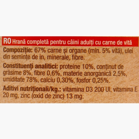 Hrană umedă pentru câini adulți, cu vită, 800g