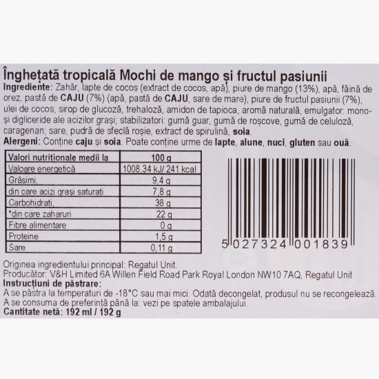Înghețată mochi cu fructul pasiunii și mango 192g