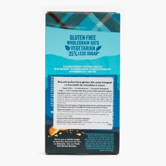 Biscuiți pufoși fără gluten din ovăz cu cocos și ciocolată 160g