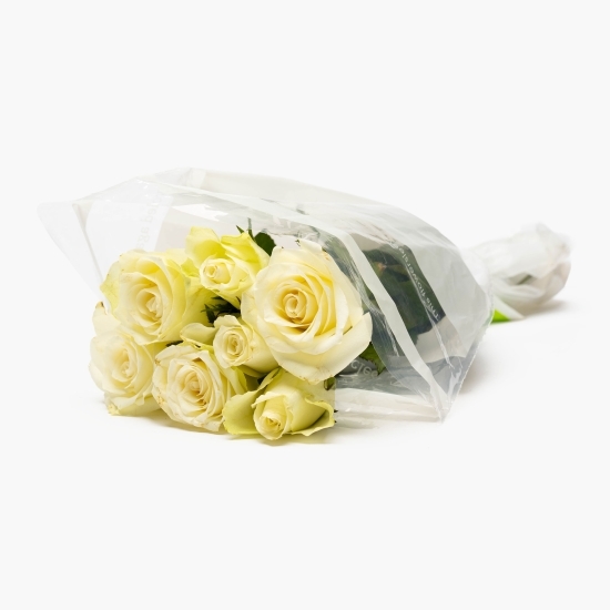 Buchet trandafiri, 7 fire, alb/galben