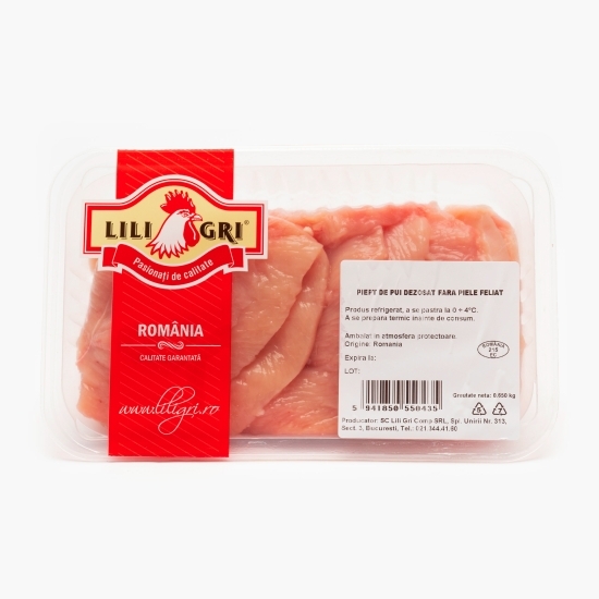 Piept de pui dezosat fără piele, feliat 650g