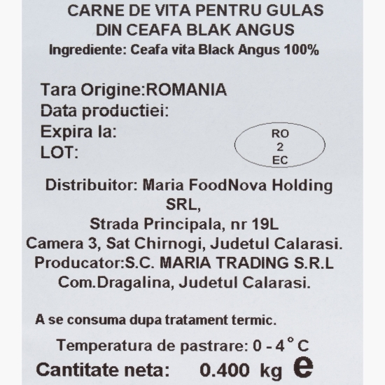 Carne de vită pentru gulaș, din ceafă Black Angus 400g
