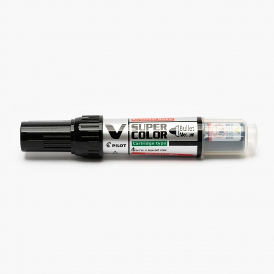 Marker permanent VSuper Color, 4.5 mm, vârf rotund, negru