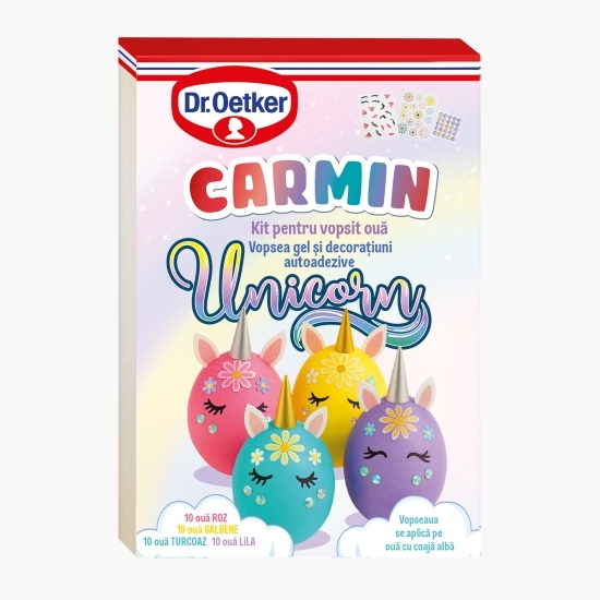 Vopsea gel pentru ouă Unicorn 4 culori, 40 ouă, 20ml