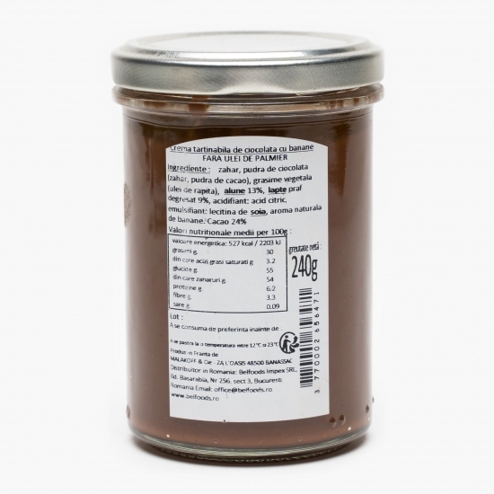 Cremă tartinabilă de ciocolată cu banane 240g