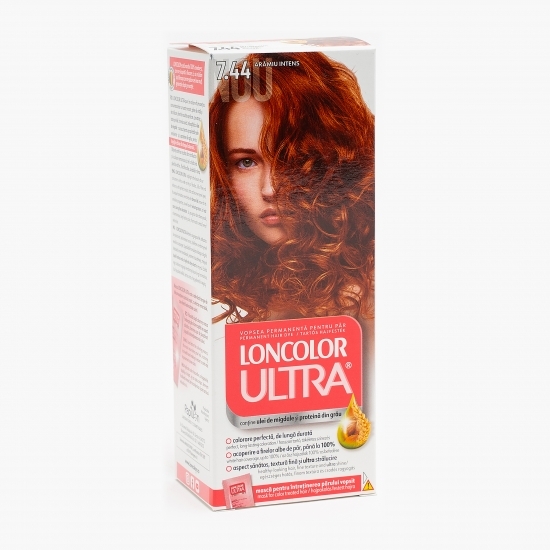 Vopsea permanentă pentru păr Ultra 7.44 Arămiu intens 100ml