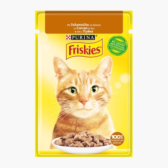 Hrană umedă pentru pisici adulte, 85g, cu curcan în sos 