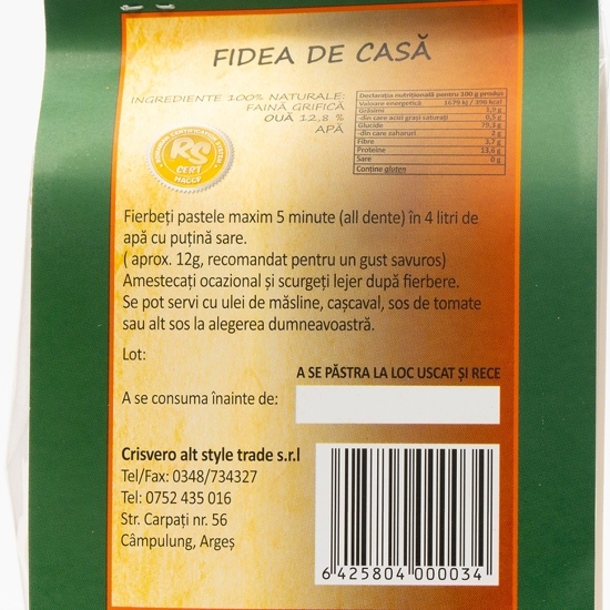 Paste de casă cu ou, fidea 250g