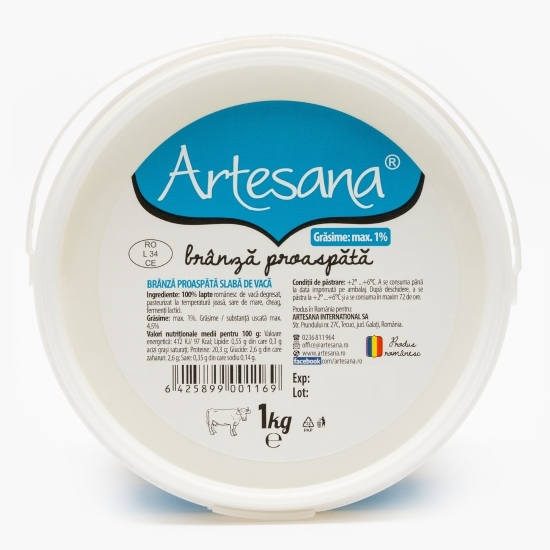 Brânză proaspătă de vacă 1% grăsime 1kg